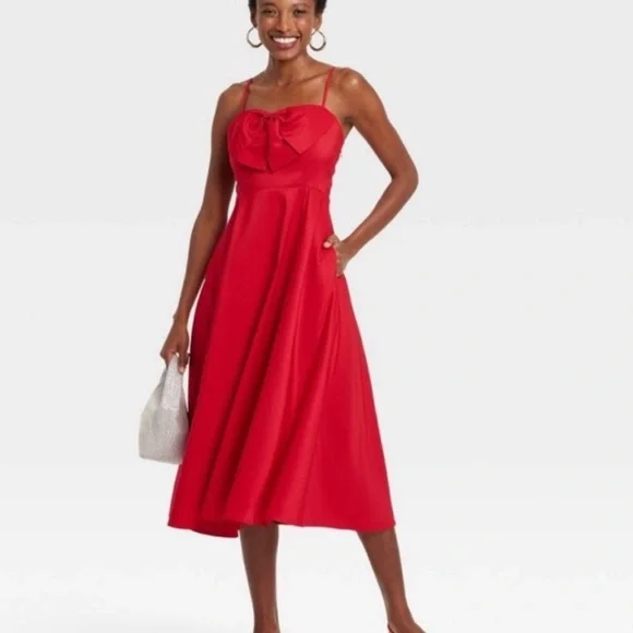 strapless open back dress ALC Rose Satin Pleated Midi Dress  For Reference Store